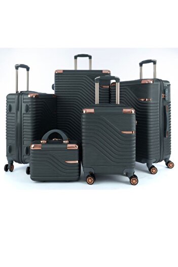 LİMRA 5-piece luggage set with 4 wheels, solid and modern design.