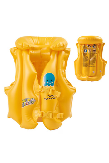 varioshop Inflatable life jacket for children 3-6 years, 3 chambers, orange with octopus, 5