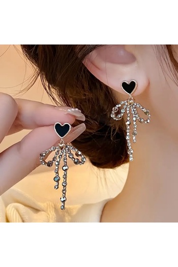 NEMOPHİLA Vintage Heart and Bow Design,1 Pair Women's Steel Earrings Elegant Stylish