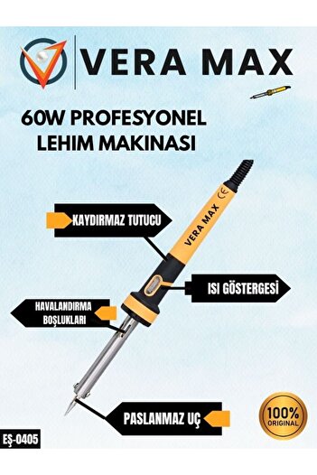 veramax Profesyonel Havya Kalem Lehim Makinesi 60W Sıcaklık Seramik Rezistörlü EŞ-0405