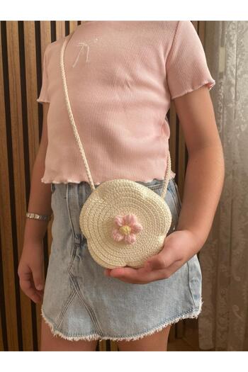 HİMENİSA Straw Girl's Bag with Flower Model