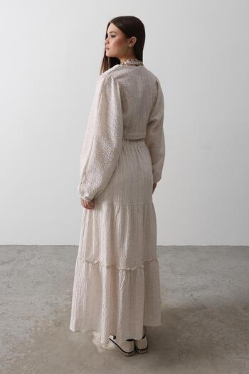 Fi-MA Balloon Sleeve Skirt Eyebrow Suit - Natural