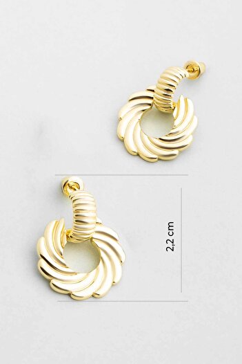 So CHIC... Vintage Nova 18 Ayar Sarı Altın Kaplama Sallantılı Gümüş Küpe