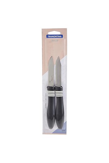 Generic Tramontina Cor&Cor 2 Pieces Paring Knife Set with Stainless Steel Blade and Black Polypropylene Han