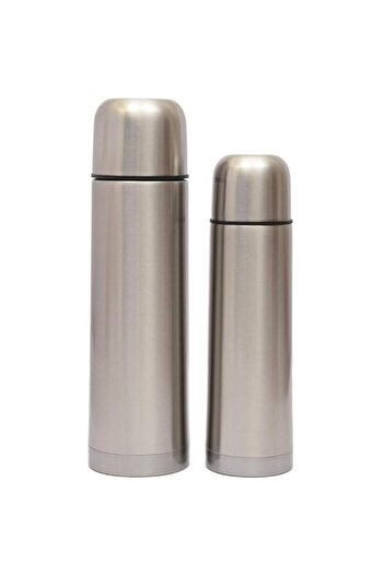 Generic Nessan Stainless Steel Flask Set, Silver, Ab-011, 2 Pieces