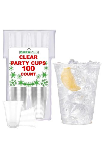 Generic Durameg Stack Man Clear Disposable Plastic-Cups 16 oz. [100 Pack] Ultra PET Cold Drinks, Perfect Us