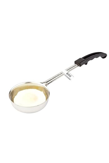 Generic Restaurantware-Met Lux 6 Ounce Portion Ladle, 1 Perforated Portion Serving Spoon - Black Handle, Di