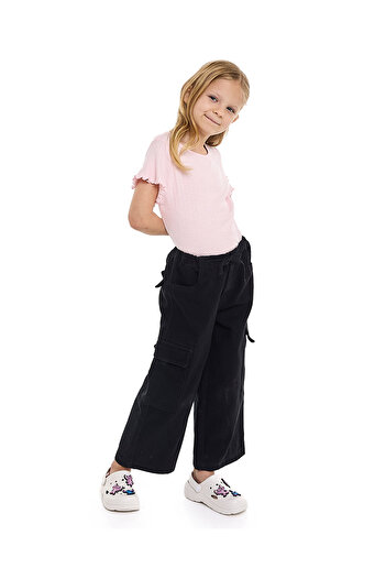 R&B Solid Cargo Pants with Drawstring Waist