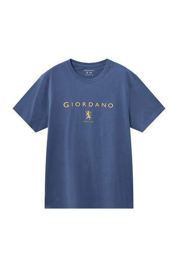 Giordano تي شيرت رجالي بقصّة Slim Fit من القطن وطبعة توقيع مميزة