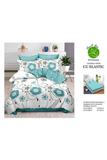 FIONNA.RO Fine Bed Linen With Elastic - White With Flowers