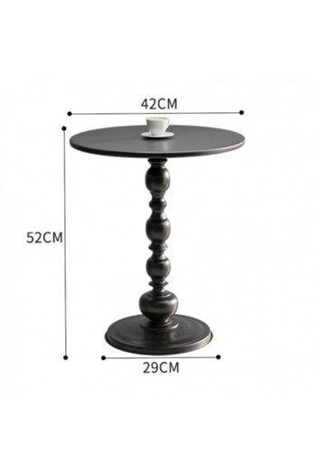 Kardett Round coffee table, black, 52x42 cm, modern metal coffee table, side table for living room, bedroom