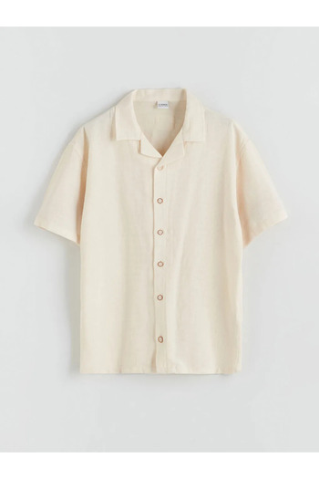 LC Waikiki Lcw Kids Ecru Basic Short Sleeve Boy's Shirt