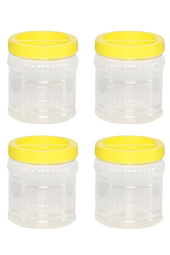LOGIC CHEMIE Plastic Jar Pet Canister Storage Container 1 Liter 4 Pieces Honey Pickle Paste Jar 1000ml.
