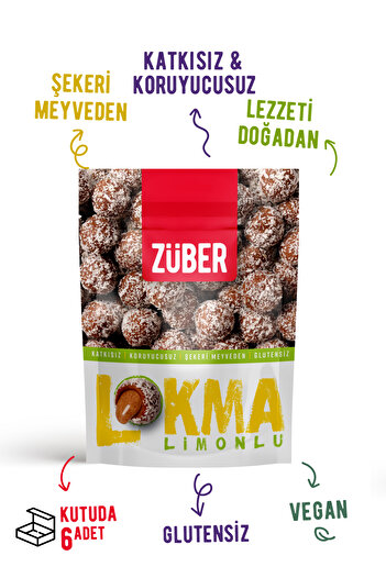 Züber 96g X 6 Package Bite Lemon and Almond Butter Fruit Ball