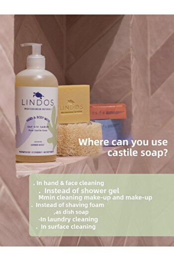 Lindos Multi-Purpose Natural Herbal Liquid Castile Soap Lavender Scented Bath Soap 1200 ml