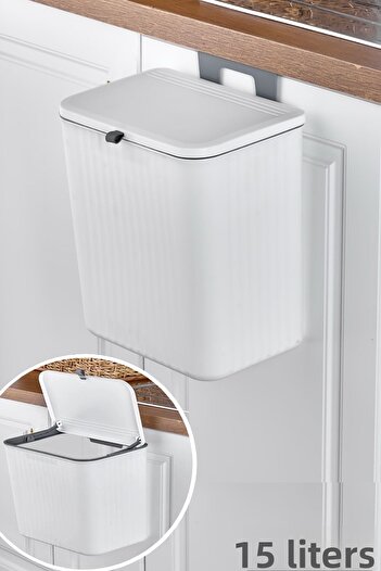 Bayev Functional Covered Bathroom and Kitchen Countertop Trash Can 15 Lt. Practical Cover
