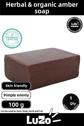 LuZo Premium Series 100% Natural Organic Face Hair Body Skin Balancing Collagen Effective Amber Soap 1 Piece