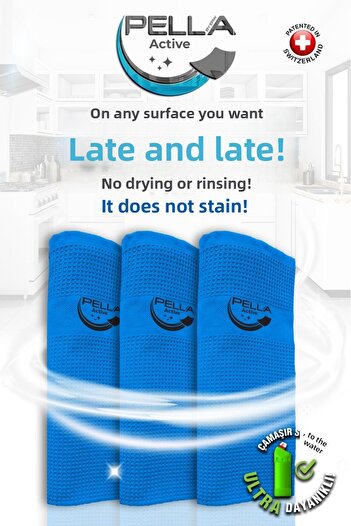 Pell By Erwa Blue Microfiber Cloth 3-Piece Cleaning Cloth That Can Be Used with Pella Active Bleach