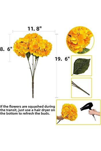 Nettenevime Artificial Flower Hydrangea Flower Bunch 43 cm Yellow Orange
