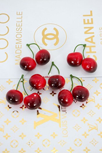 Yapay Çiçek Deposu Artificial Fruit Cherry 10Pcs(5X2)