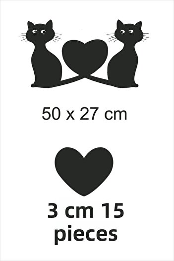 TRC TRAFİK 14 February Valentine's Day Cute Cats Heart Wall Sticker Black