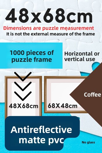 CreaWitch Puzzle Frame - 48X68 cm 1000 Pieces Color Black Brown Gold White Transparent Pvc