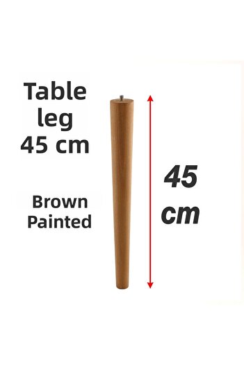Badem10 45 cm 3-Piece (with Connection Attachment) Brown Painted Natural Wooden Cylinder Coffee Table Pouf Table Leg Feet