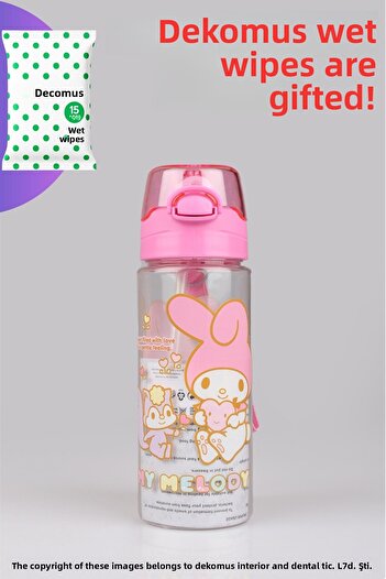 MY MELODY New Season Licensed My Melody 500 ml Water Bottle with Dekomus "Wet Wipes Gift"