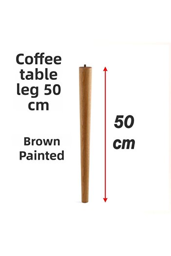 Badem10 Brown Painted (with Apparatus) Wooden 50 cm Set of 3 Natural Table Coffee Table Leg Cylinder Modern Legs
