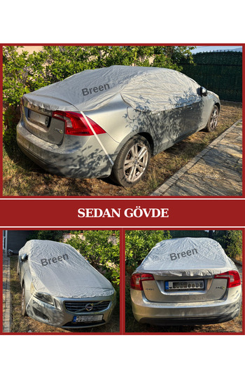 Breen Gray Half Car Tarpaulin, Waterproof, Sun Protection, Anti-Dust and Dirt, Anti-Icing