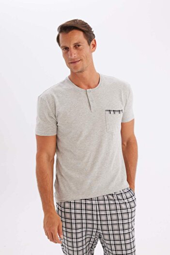 DeFacto Regular Fit Kısa Kollu Pijama Takımı C2870AX24SM