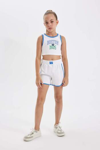 DeFacto Set de 2 bucăți pentru fete, cu șorturi cu imprimeu, cu camisole, D0072A824HS