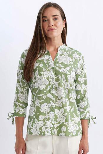 DeFacto Regular Fit Apash Collar Patterned Terry Cotton Half Sleeve Shirt D4628Ax24Hs