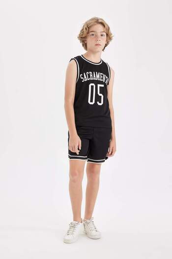 DeFacto Boy's Printed Crew Neck Tank Top - C8592A8NS