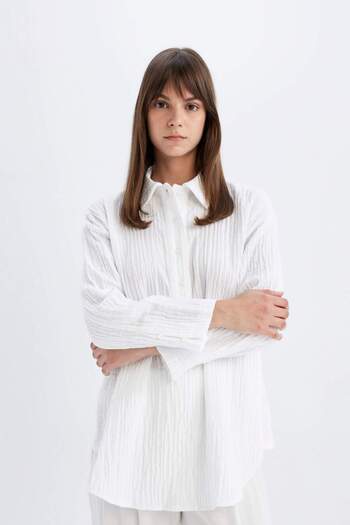 DeFacto Μακρυμάνικο πουκάμισο Muslin Relax Fit - D2256AX24SM