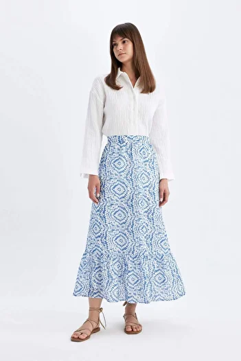 DeFacto A-Line Patterned Voile Maxi Skirt C9833Ax24Hs