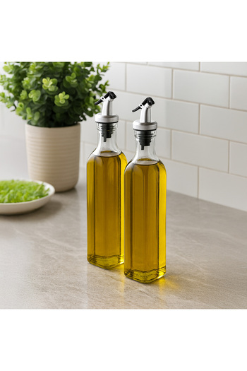 Tohana Set of 2 Glass Oil Vinegar Jars - Transparent - 500 ml