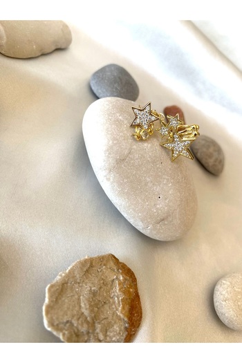 milayk Double Star Gold Earcuff Earrings