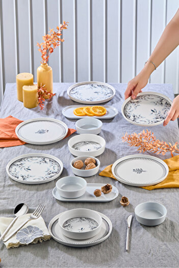 Kitchen Life 14 Piece Cold Flowers Breakfast Set for 6 People - Luxury Breakfast Presentation Set Plate