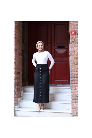 VELLICHOR Καμπαρντίνα με κουμπιά και τσέπη Hijab Μαύρη