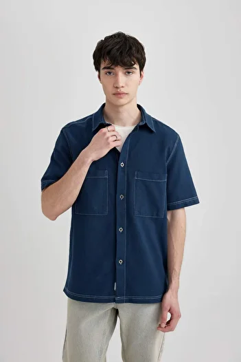 DeFacto Linen Relax Fit Short Sleeve Shirt - B6309AX24SM