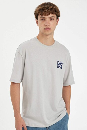 DeFacto Μπλουζάκι με κοντό μανίκι με στάμπα Comfort Fit Crew Neck C4082AX24SM