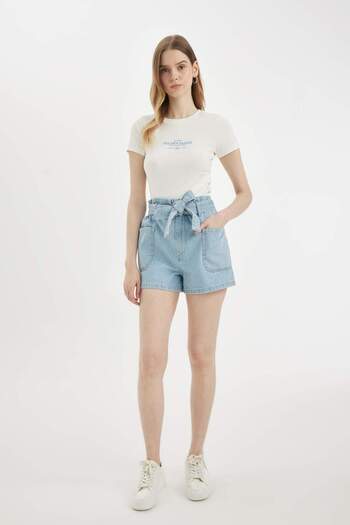 DeFacto Ψηλόμεσο Χαρτόσακο Jean Shorts - C2445AX24HS