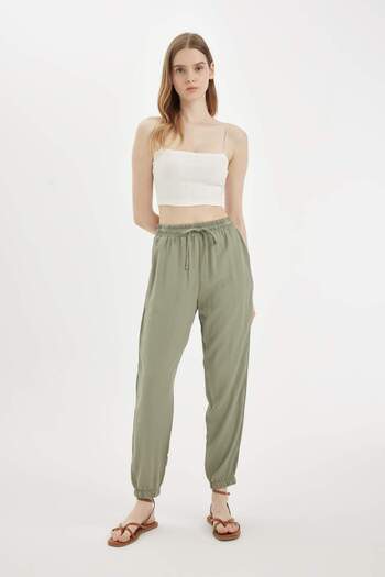 DeFacto Viscose Jogger Pants Regular Waist Ankle Length Basic Plain with Pockets X0140Az24Sm