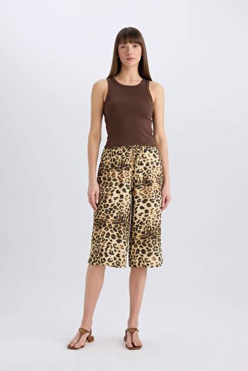 DeFacto Patterned High Waist Viscose Capri I6823Az24Sm