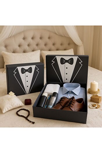 long way Damat Bohçası-damat Kutusu-çeyiz Kutusu-hediye Seti-hediye Kutusu 3'lü Set