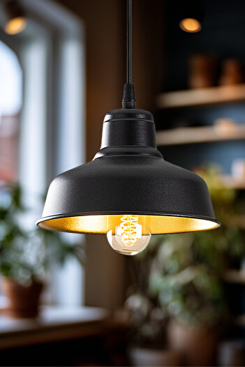 AmberLED Oscuro Siyah Sarkıt Aydınlatma Metal Sıvama, Ev, Ofis, Cafe, Restoran Avizeleri, E27 Duy