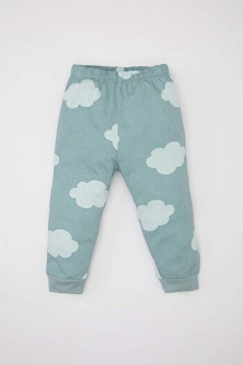 DeFacto Baby Boy Pajamas Set Combed Cotton Pattern Short Sleeve Top Elastic Waist Long Bottom C1993A524Sm