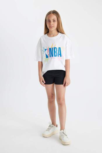 DeFacto Κοντομάνικο μπλουζάκι για κορίτσια NBA Wordmark Oversize με φαρδύ λαιμόκοψη C4831A824SM