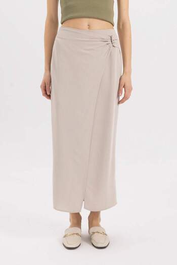 DeFacto A Form Normal Waist Linen Blend Maxi Skirt C5993Ax24Sm